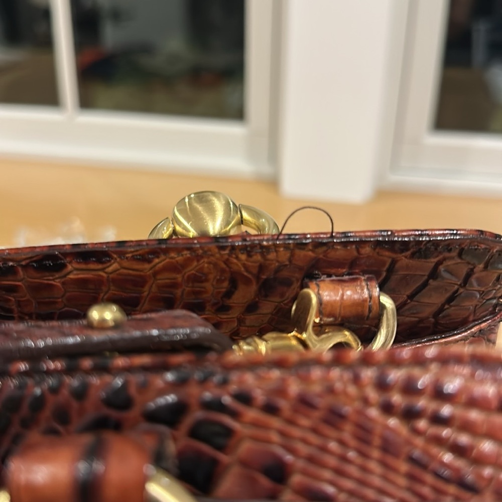 Brahmin Brown Crocodile Embossed Satchel with Gold Accents - Picture 16 of 16